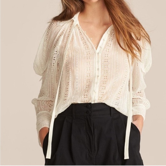 Rebecca Taylor Long Sleeve Geo Embroidered Top Size XL NWOT - Picture 1 of 7